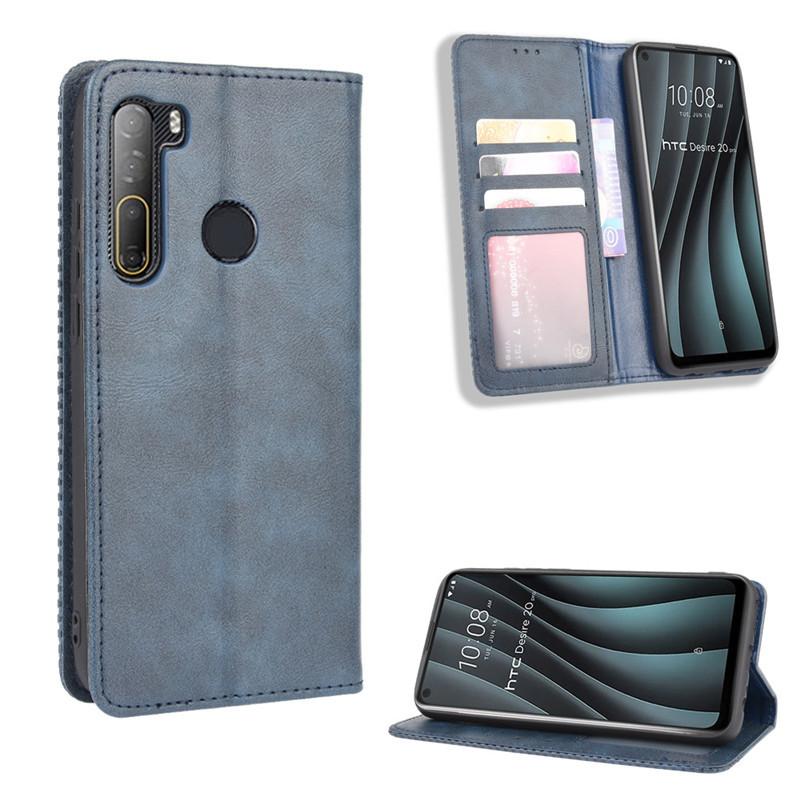 Flip Cover For HTC Desire 20 Pro Leather Case [Flip Vintage Leather] Shockproof Durable Retro Phone Case