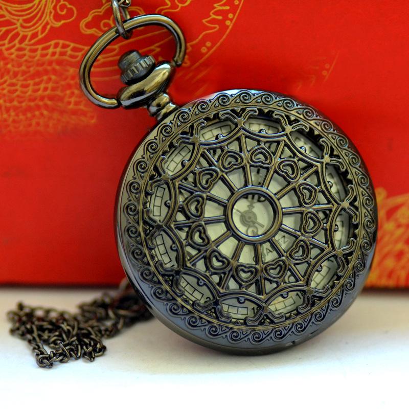 Spiderweb White Face Quartz Pocket Watch Necklace 9022