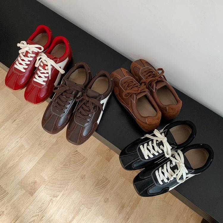 Yueyu heightening retro versatile German training shoes women's 2025 autumn and winter leather single shoes casual low-top sports shoes women