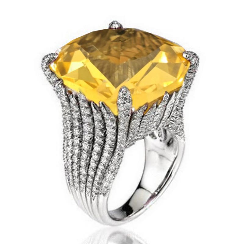 Luxury Red Women'S Ring, Geometric Domineering Ring, Generous Jewelry For Women