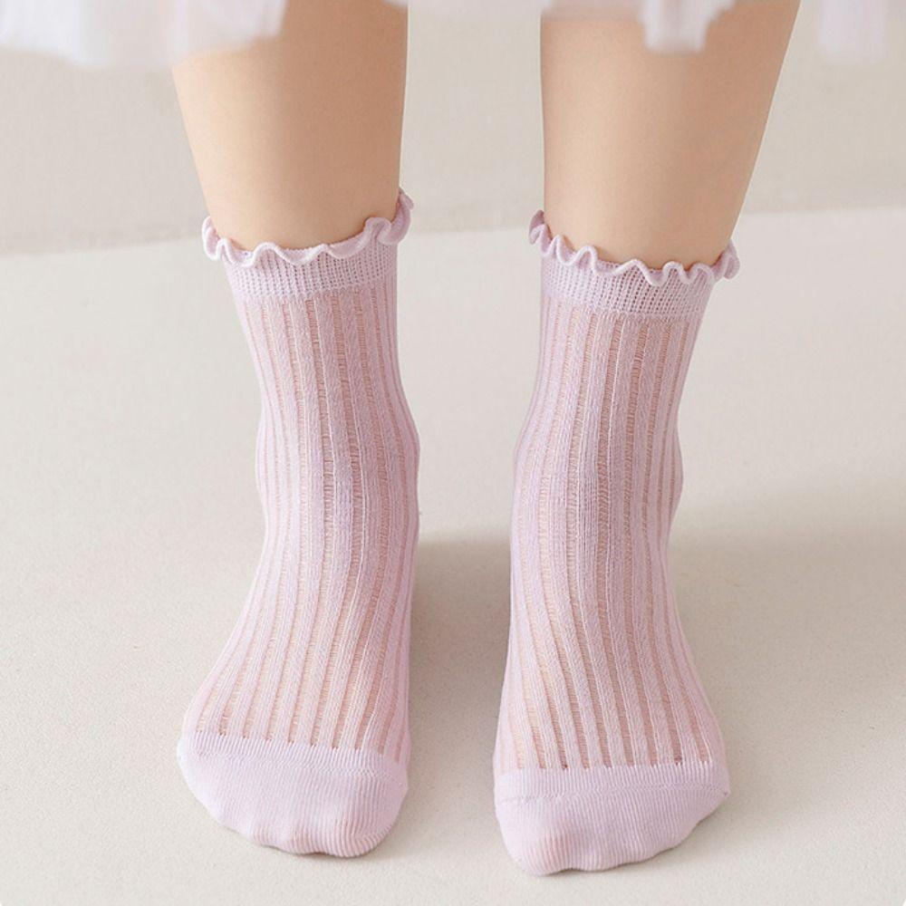 Breathable Mesh Children Princess Socks Solid Color Children's Socks Kids 1-12Y
