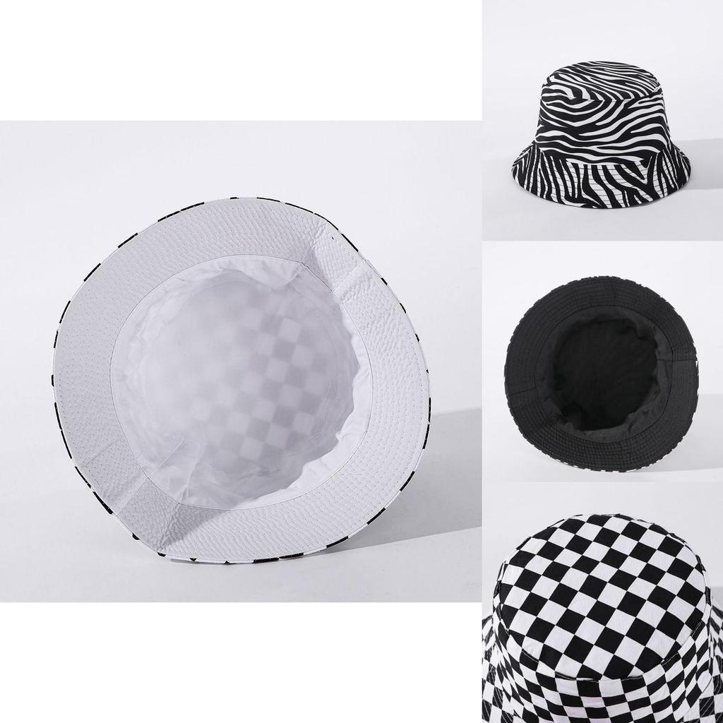 Versatile Black White Print Fisherman Bucket Hat Featuring A Fun Smiley Face Patch For Men And Women