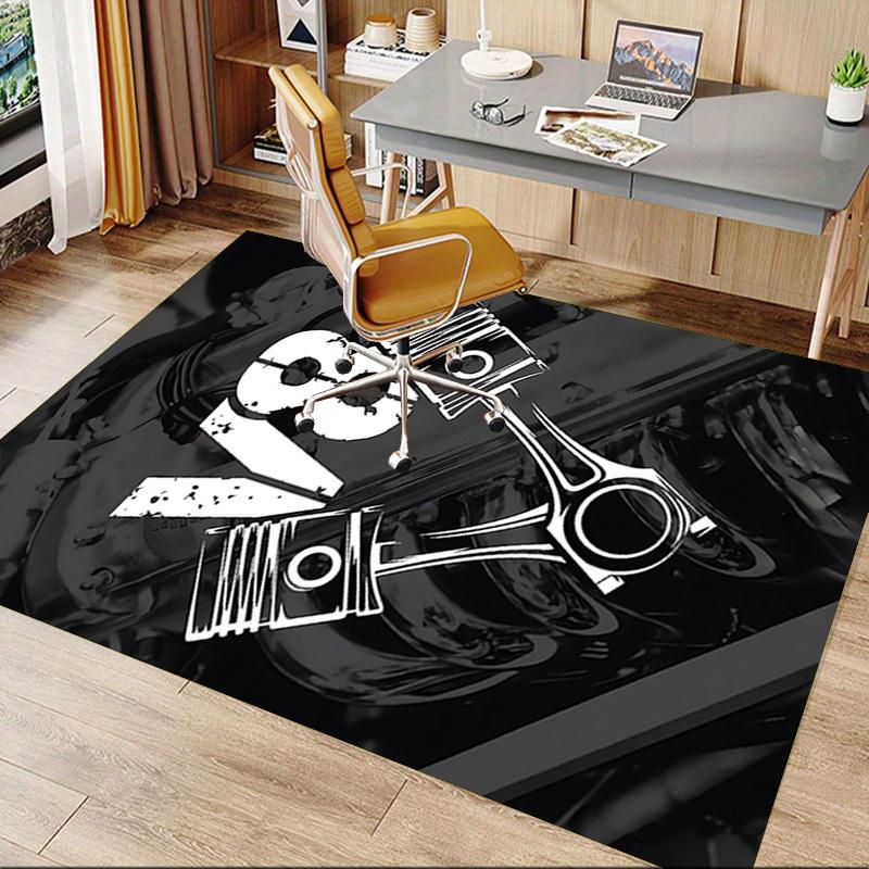 1 Stück V8 Motor Teppich Anti-Rutsch Polyester Fußmatte für Büro, Schlafzimmer