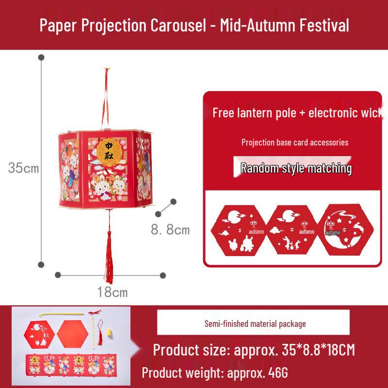Dragon Boat Festival DIY Rabbit Flower Lantern Kit for Kids - Handheld Rotating Lantern Craft