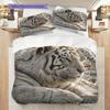 White Tiger Pattern Bedding Quilt Set Quilt Cover Pillowcase Home Decoration Birthday Gift (1 * duvet cover + 2 * pillowcase, without core)
