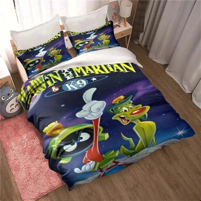 3D Print Marvin the Martian Cartoon Bedding Set Double Twin King Duvet Cover Comforter Pillowcase Boys Girls Adults Bedroom