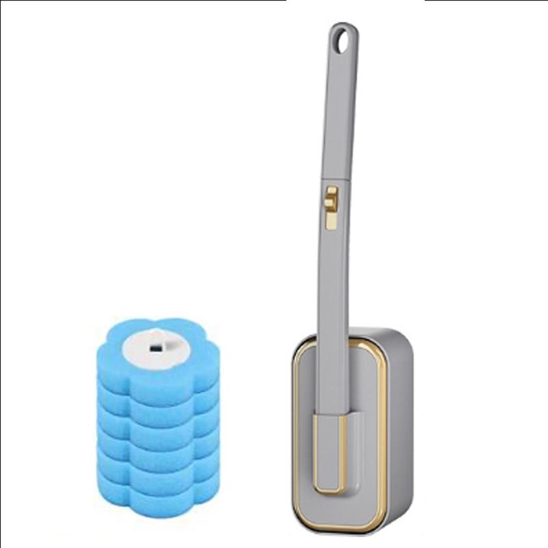 Disposable Toilet Brush Set with Replacement Heads Long Handle Automatic Lid Cleaner Brush Bathroom Hygiene Cleaning Tool Kit