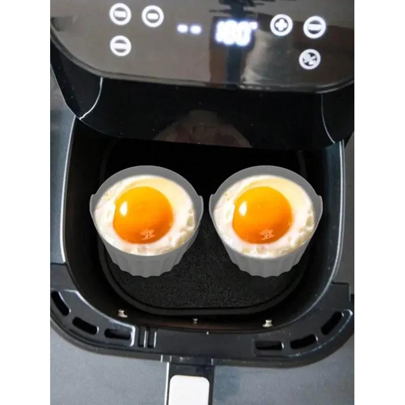 2/4 Stück Ramekins für Heißluftfritteuse Silikon Große Muffinformen Antihaft Eierpochierer Silikonform Backform Leichte Entformung Backen