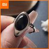 925 Sterling Silver Rings For Women Geometric Fine Jewelry Finger Adjustable Simple Black Stone Ring For Party Birthday Gift
