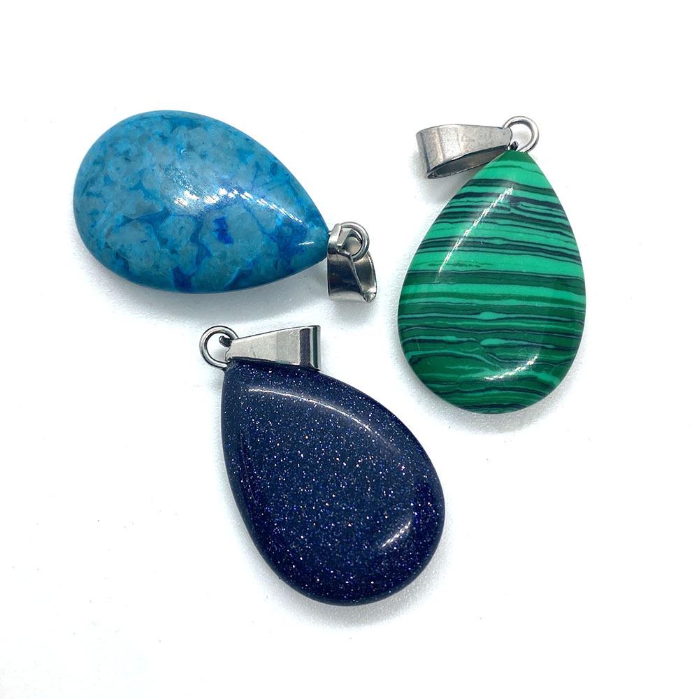 Opal Teardrop Pendant, 17x27mm Stone, Single Hole Melon Seed Buckle, DIY Necklace Jewelry Accessory