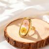 Stainless Steel Geometric Flower Transparent Ring for Women Round Sun Heart Shaped Flower Ring Opening Finger Jewelry Gift