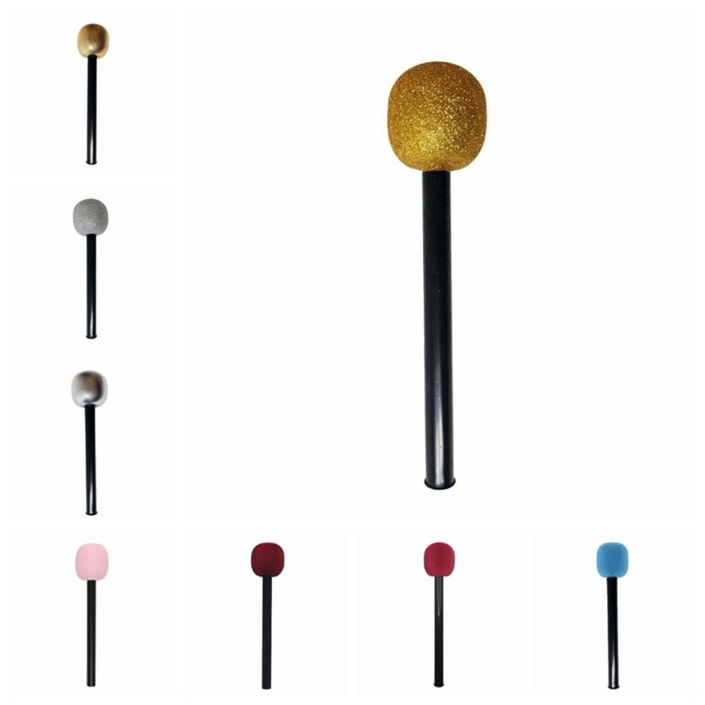 Gold Silver Glitter Toy Fake Mic Lightweight Plastic Singing Practice Toy  School Talent Show