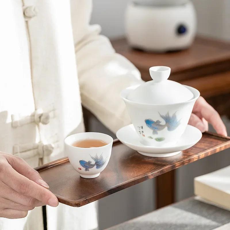 Ceramic Whiteware Tea Cup Set Kung Fu Ceramic Teacup Individual Cup Master Cup Teacup Small Ceramic Teacups
