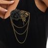 Multi Layer Chain Skull Brooch Antique Metal Lapel Pin Velvet Rose Brooch  For Cosplay Costume
