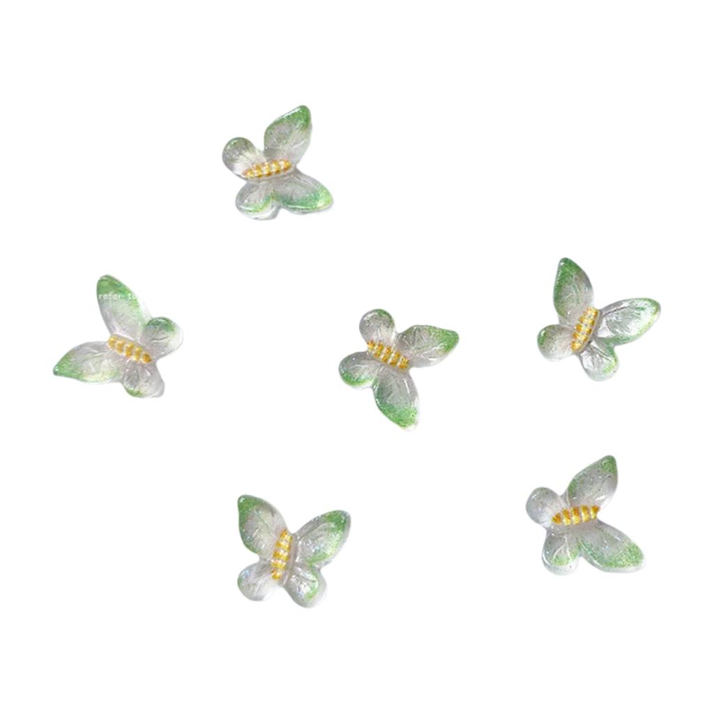 50pcs Resin Clear Candy Color Glitter Butterfly Nails Art Flat Back Rhinestones Appliques DIY Scrapbook Decor Crafts Accessories