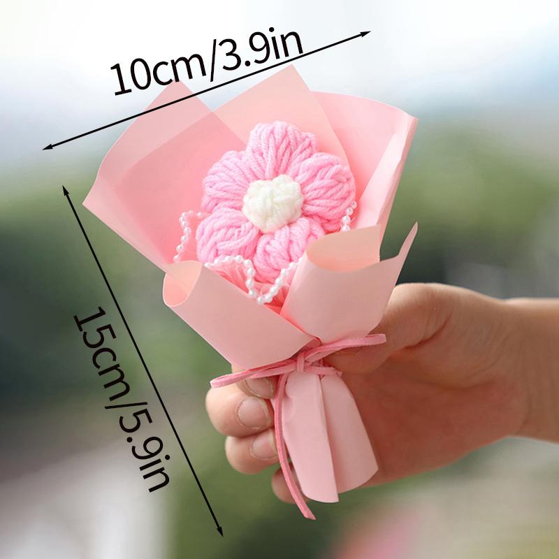 Kitting Flower Bouquet Crochet Flower Artificial Woven Flower Wedding Guests Gifts Teacher's Day Christmas Gifts