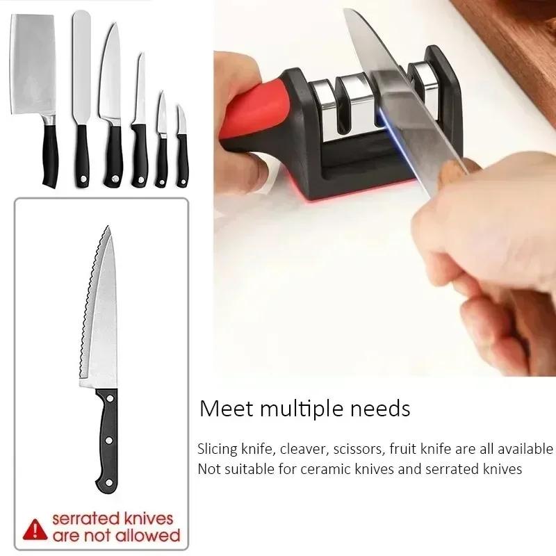 3-Segment Three-Purpose Knife Sharpener Stainless Steel Sharpening Tool For Kitchen Knives Home Daily Kitchen Cooking Use