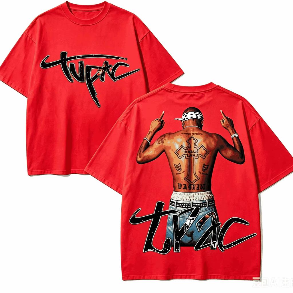 Hot Rapper Tupac Shakur Graphics Print T-shirt Men Women Hip Hop Streetwear T-shirt Casual Loose Short Sleeve Crew Neck Summer Tops