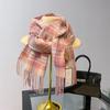 Autumn and Winter New Pink Plaid Scarf Wool Shawl Female Versatile Student Couple Warm Scarf