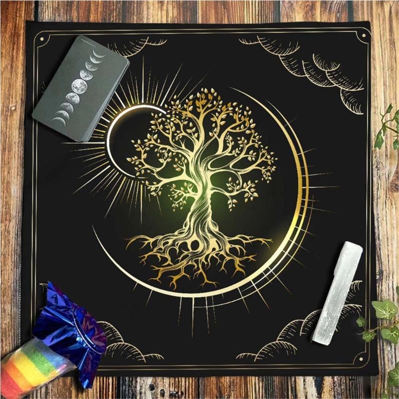 Tarots Card Tablecloth Altars Cloth Moon Sun Tree Astrologys Tablecloth Decors
