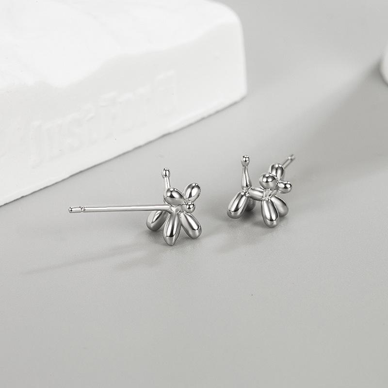 Balloon Dog Sterling Silver Stud Earrings - Trendy, Cool, and Sweet Japanese/Korean Style for Women 2022