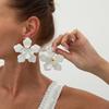 Iron Drop Oil Flower Earrings for Women Statement Petal Design