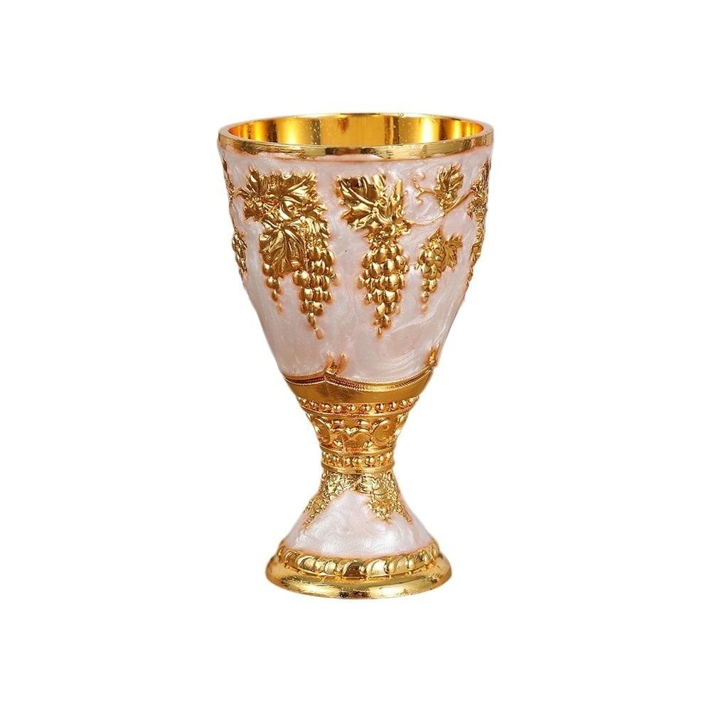 Decorative Grape Wine Glasses European Style Vodka Goblet Liquor Glass Vintage Metal Wine Cup Gift