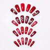 24Pcs Christmas Reindeer Press On Nails Red Artificial False Nails With White Snowflake Prints Design For Festive Party Decoration