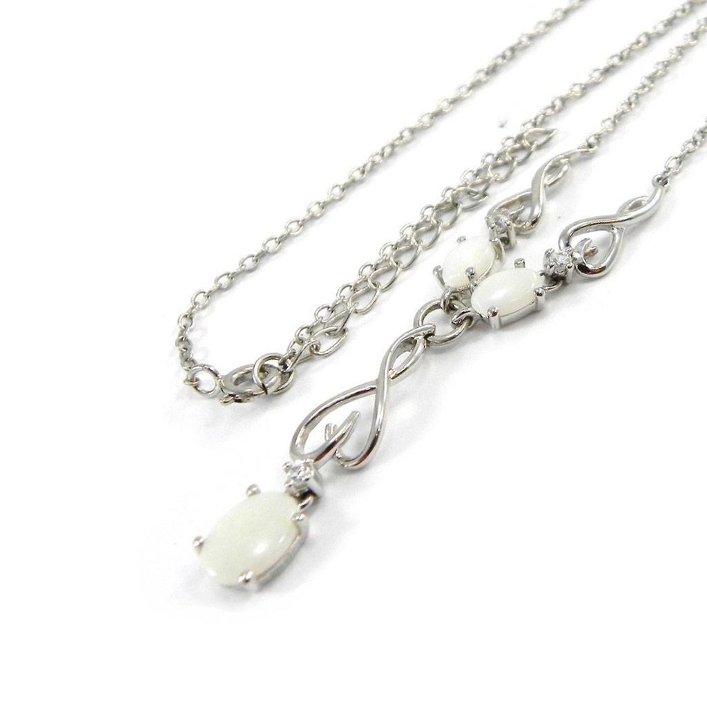 Les Trésors De Lily [G9293] - Colier Argint 'Zeița Opal' Alb argintiu (rodiat) - 25x6 mm