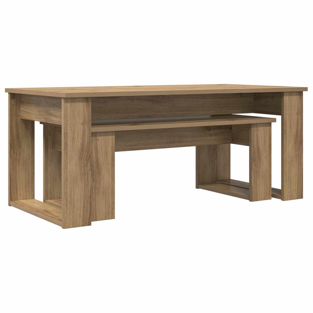 Coffee Table Set 2 Pcs Artisan Oak Wood Based Material