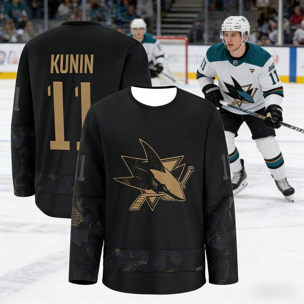 Maglia da Hockey su Ghiaccio da Uomo con Logo Squalo Stampato in 3D, Traspirante e Asciugatura Rapida, Top a Maniche Lunghe per Appassionati Entusiasti Bambini