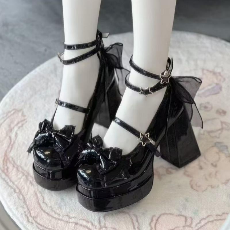 Bow Women Heeled Sandals Platform Mary Jane Shoes Woman Summer 2025 Trend Lolita Elegant Dress Chunky Pumps Zapatillas De Mujer