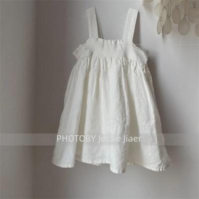 Robe à bretelles brodée de fleurs style coréen pour filles