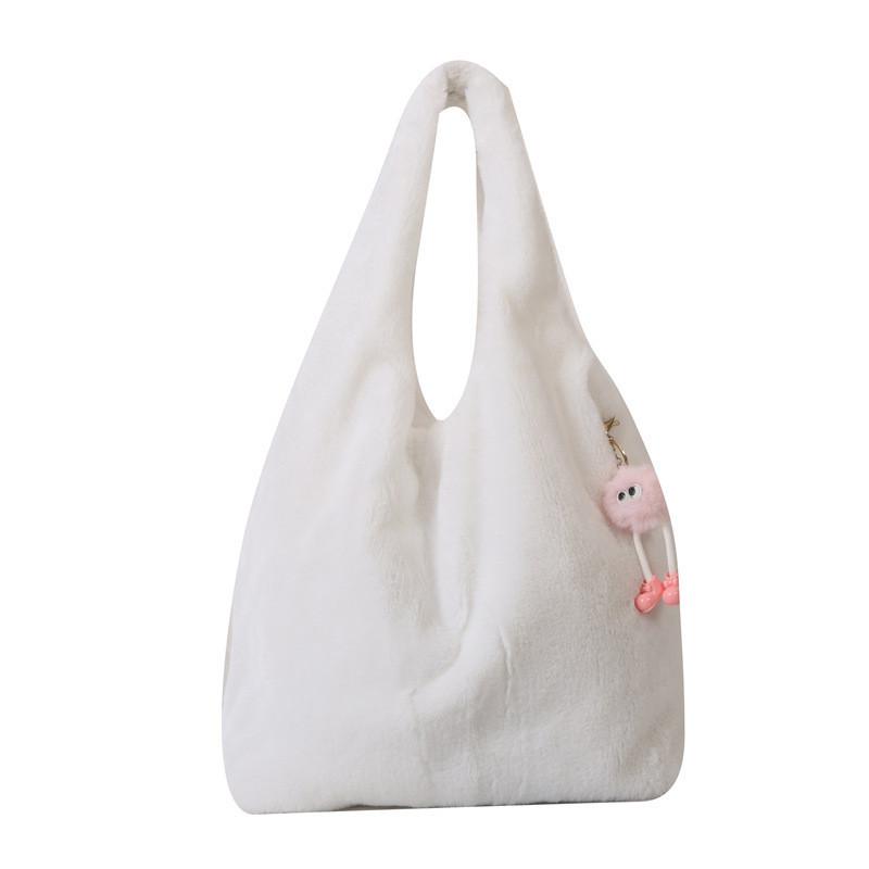 New Autumn Winter Fluffy Women's Tote Bag Soft Plush Material Street Fashion Style