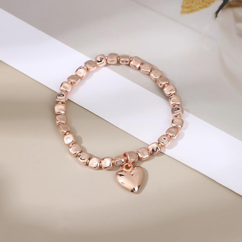 New Rose Gold-plated Love Bracelet, Fashionable and Environmentally Friendly Alloy Heart-shaped Pendant Women's Versatile Bracelet