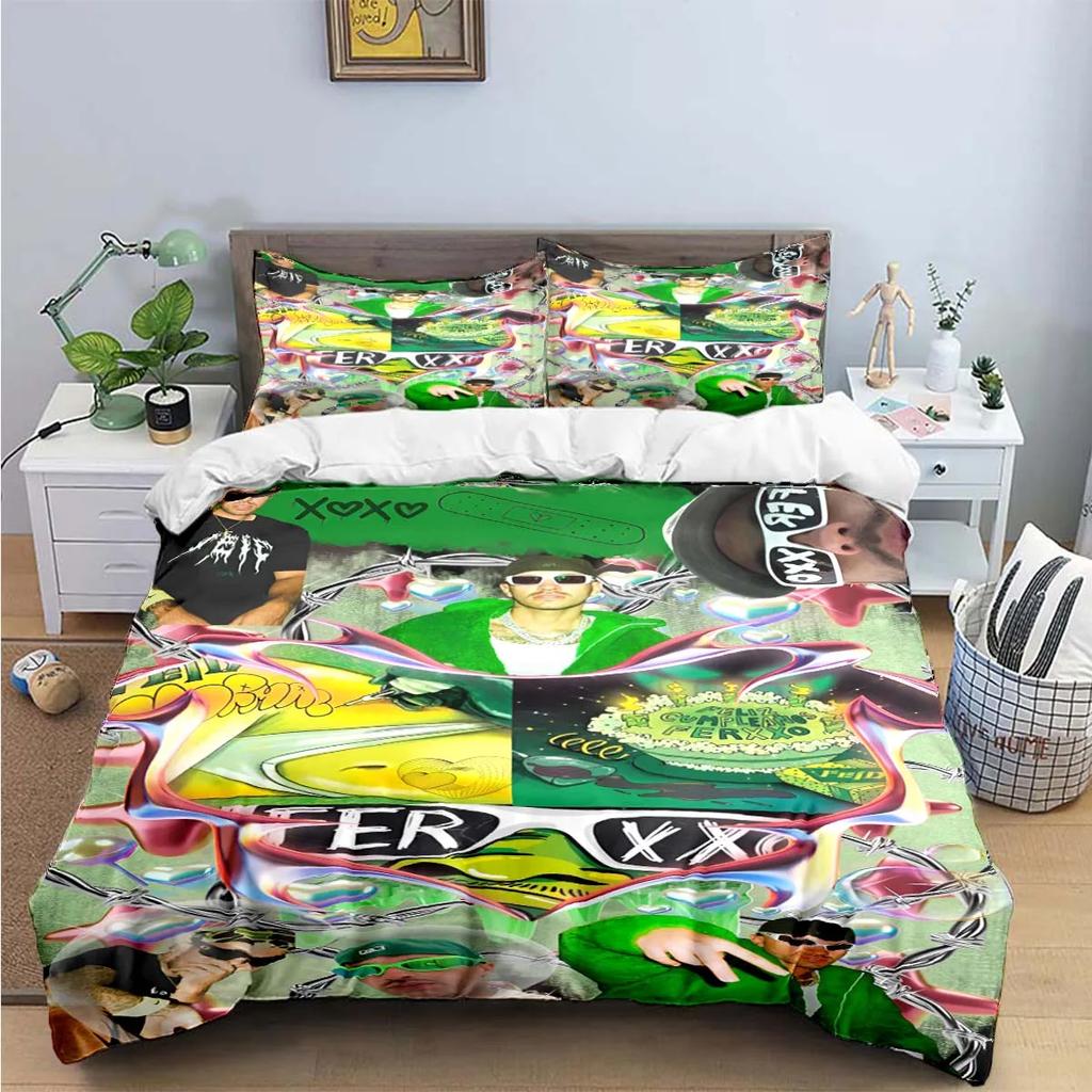 Fashion Pop Singer Ferxxo Feid Print Bedding Sets Bed Supplies Set Duvet Cover Bed Comforter Set Bedding Set Luxury Birthdaygift