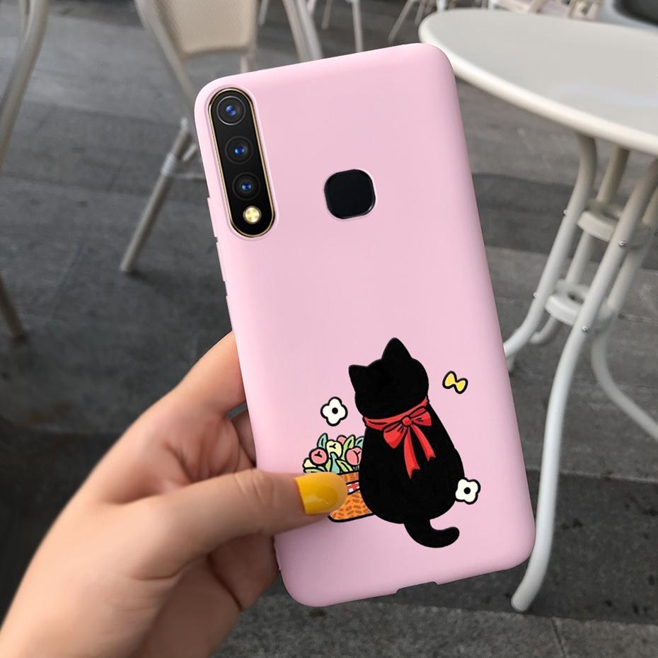 For Vivo Y19 2019 Case Cute Beautifly Flower Butterlfy Phone Cover For Vivo Y19 Y 19 1915 Black Silicone Soft TPU Case Bumper