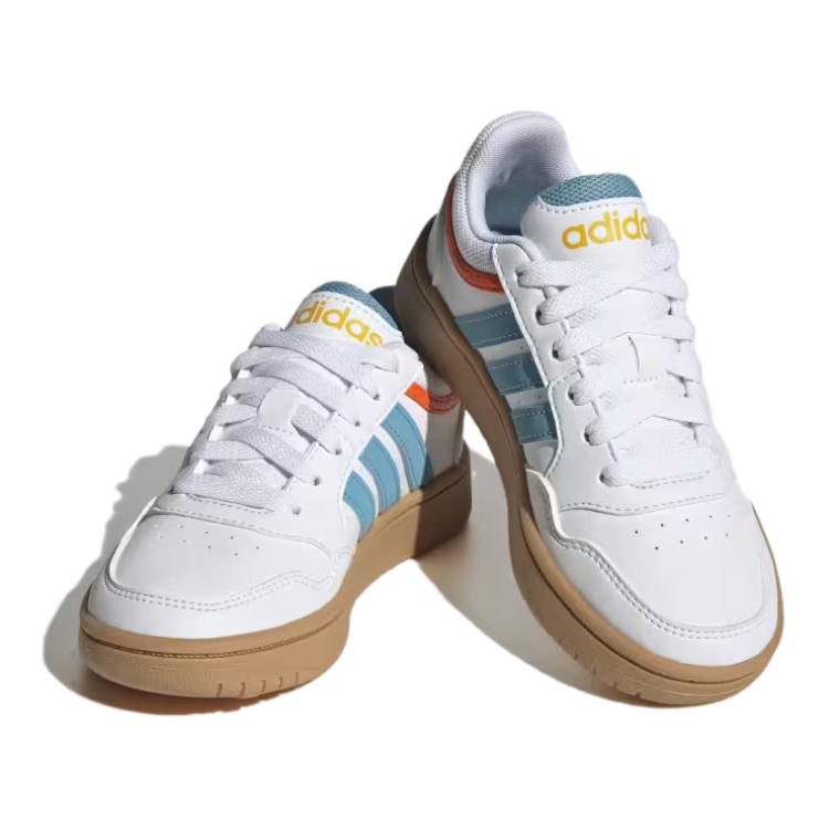 Adidas Hoops Lightweight Comfortable Non-Slip Durable Kids Casual Shoes Kids Sneakers White Blue Gold HP9047