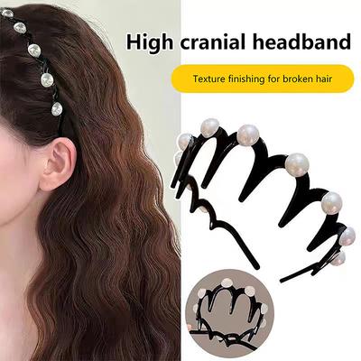 Pearl Wave Toothed Headband For Women Girls Fashion Solid Color Non-Slip Hair Comb Zigzag Band Notched Headband Hair Accessories