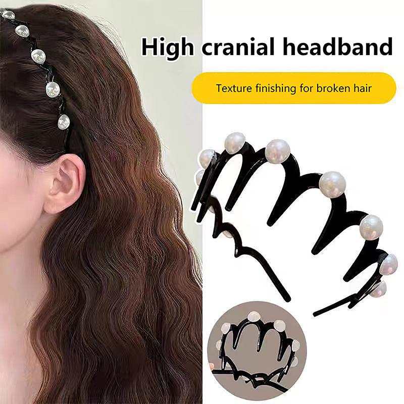 Pearl Wave Toothed Headband For Women Girls Fashion Solid Color Non-Slip Hair Comb Zigzag Band Notched Headband Hair Accessories