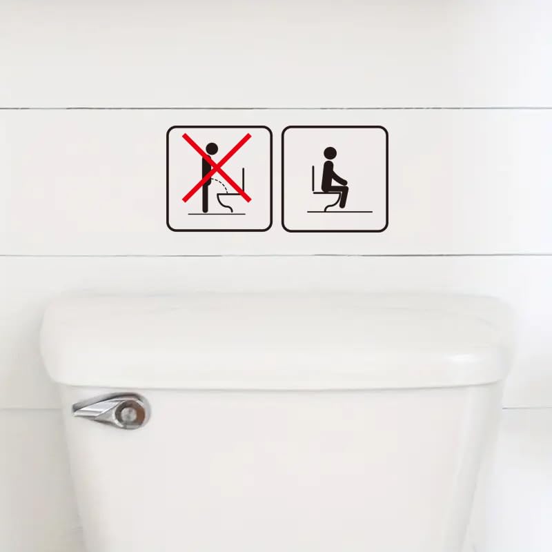 Ministertric Please Sit Down Toilet Sign Sticker