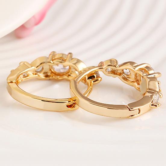 Luxury Women Gold Plated Heart Multi Rhinestones Clip Earrings Ear Jewelry