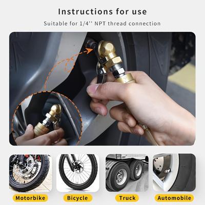 Tire Air Chuck Leak-Proof Attachments With Quick Plug Car Locking Tire Air Chuck Nozzle For Motorcycle RV Truck Bike Scooter