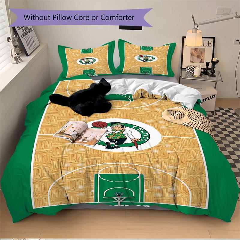 3pcs Bedding Set Boston Celtics Basketball Court Includes 1 Comforter + 2 Pillowcases, Without Pillow Inserts, Soft Comfortable,a0910212