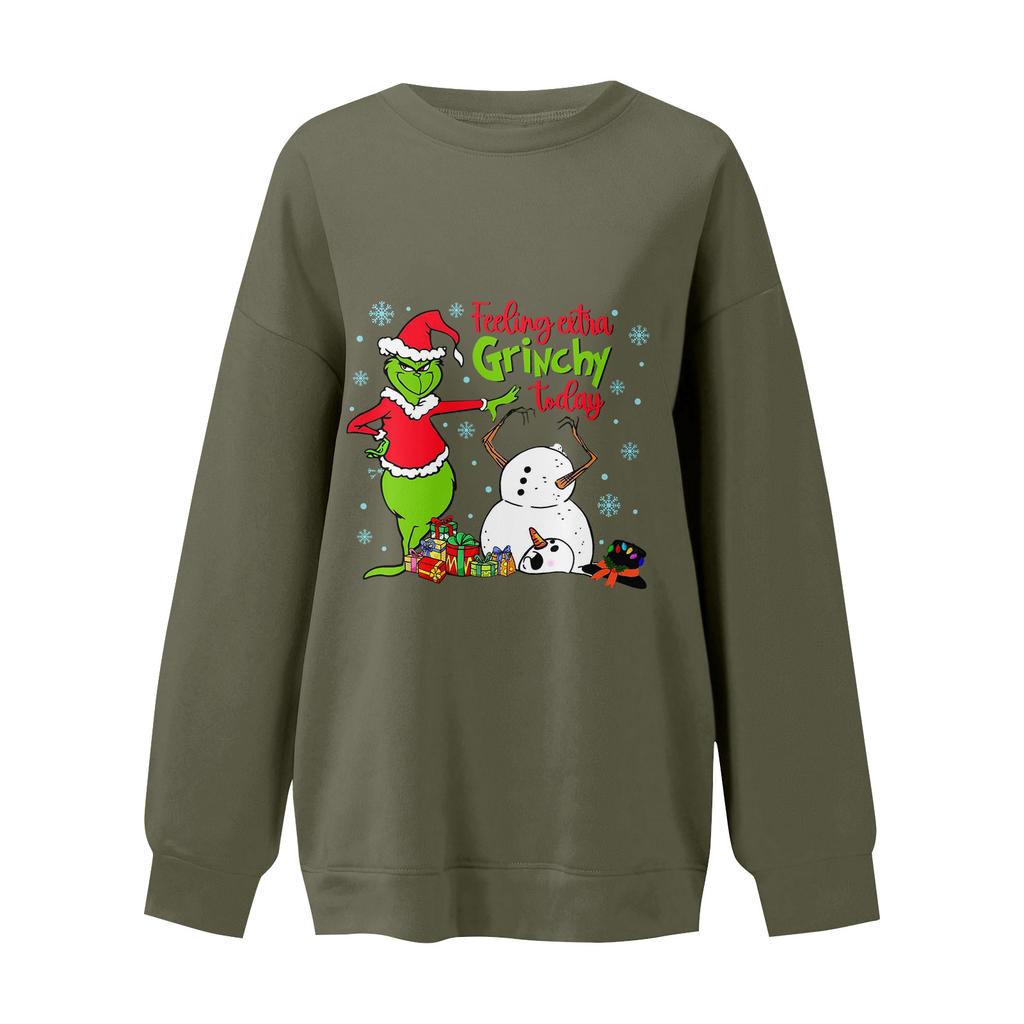 Women's Fashion Long-Sleeve Pullover Sweatshirt With Fun Christmas  Print