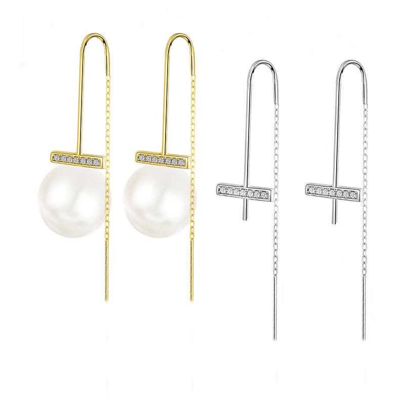 Fashion Jewelry 925 Silver Earring Women 18K Gold Plated Sterling Silver Long Chain Tassel Stud Earring Piercing Jewelry