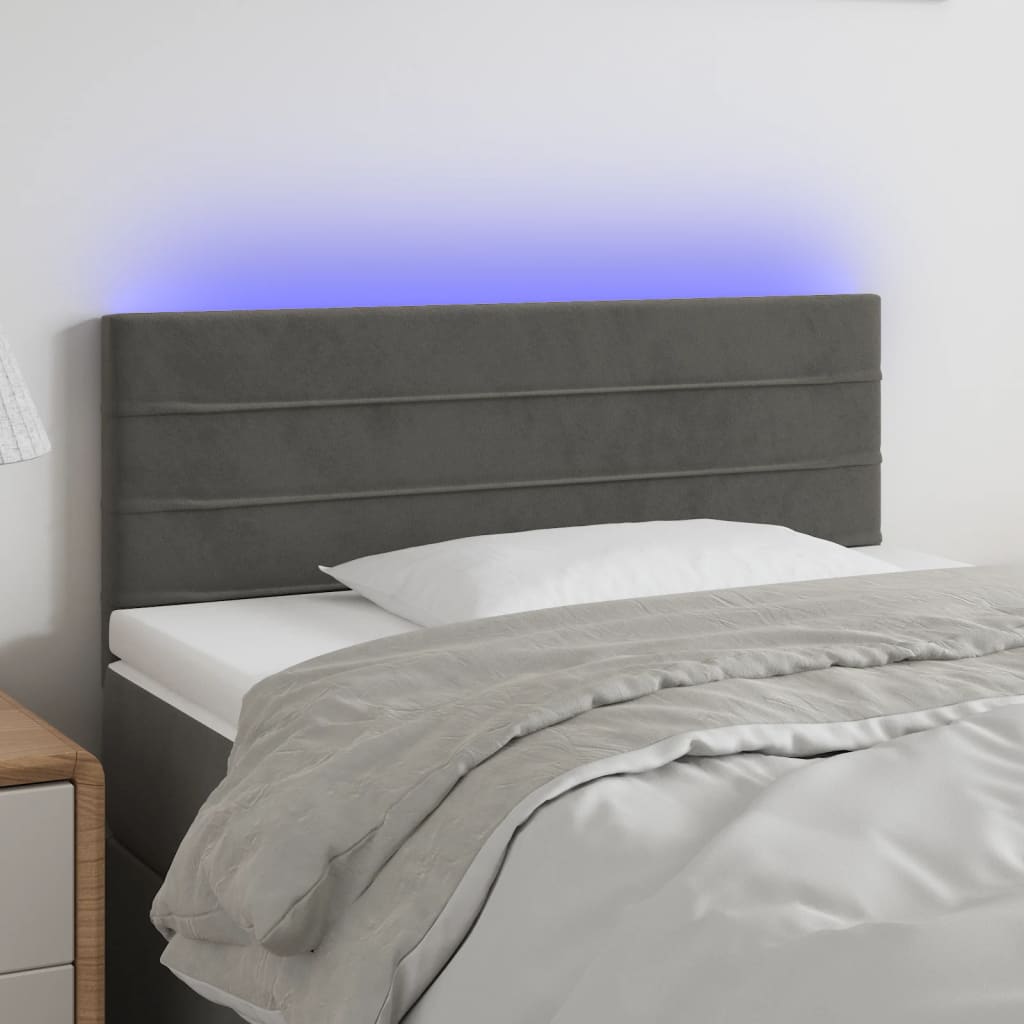 Vidaxl Zagłówek Do Łóżka Z Led, Ciemnoszary, 80X5X78/88 Cm, Aksamit