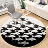 1pc Fish Birds Office Round Area Rug, Indoor Mat Suitable For Office, Under Office Chairs Bedroom Living Room Home Decor, Room Deco