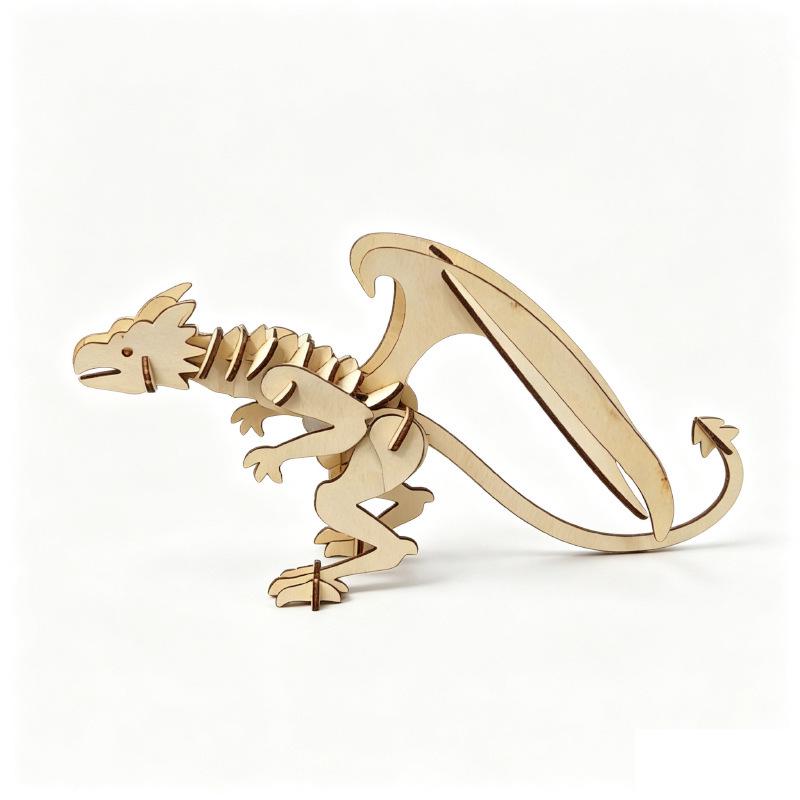 Tyrannosaurus Rex Wooden 3D Puzzle - DIY Hand-Assembled Educational Toy for Parent-Child Interaction