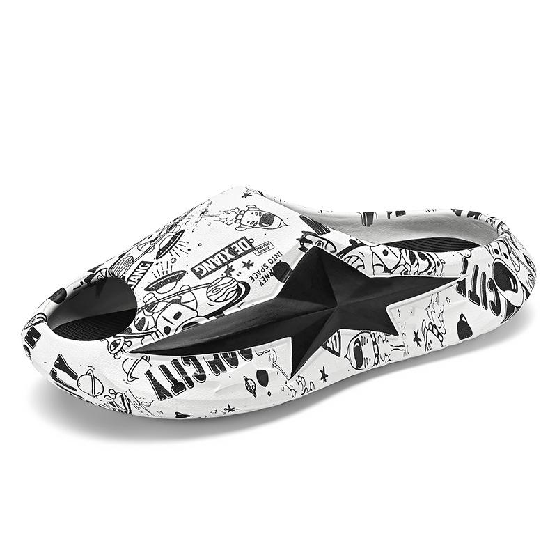 Summer Slippers Large Size Couple Style Home Leisure One-word Drag Thick Bottom Stepping On Shit Feeling Outside Wearing Beach Cool Slippers